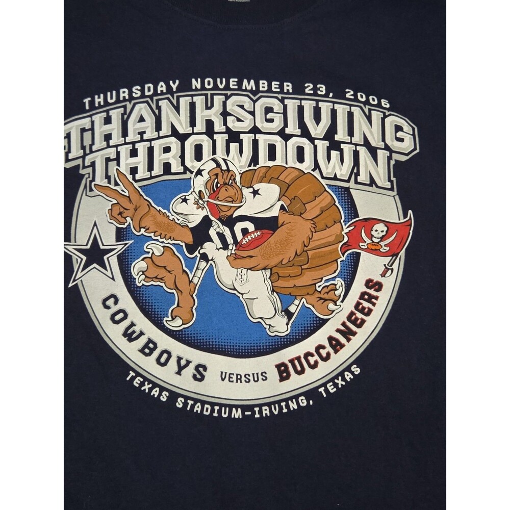 Vintage 2006 Dallas Cowboys Thanksgiving Throwdown T Shirt Reebok 2XL Romo 5 TD - Picture 2 of 8